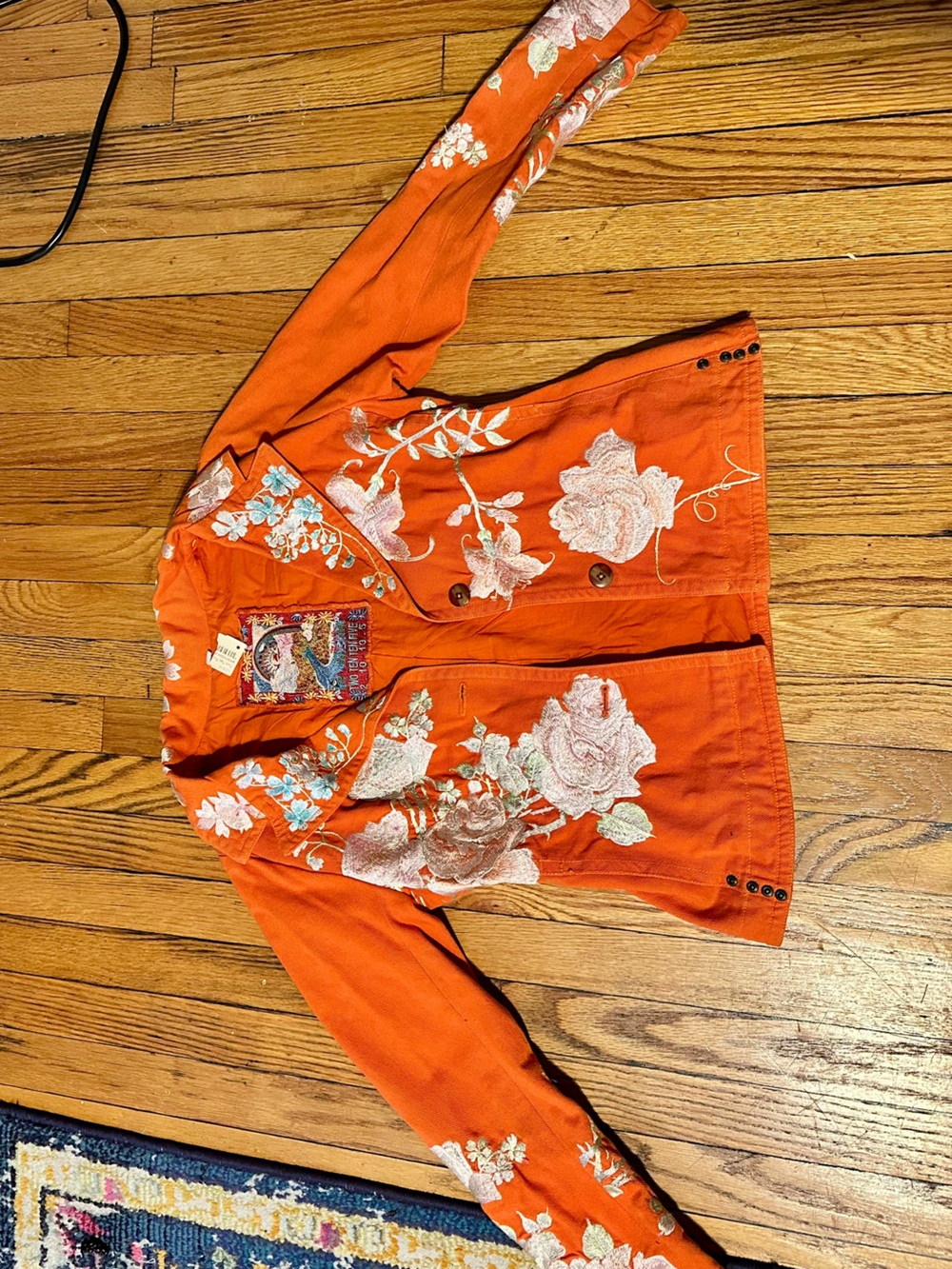 Johnny Was Orange Floral Embroidered Jacket